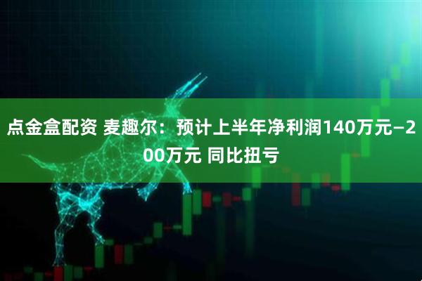 点金盒配资 麦趣尔：预计上半年净利润140万元—200万元 同比扭亏