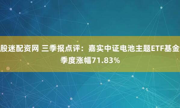 股迷配资网 三季报点评:嘉实中证电池主题ETF基金季度涨幅71.83%