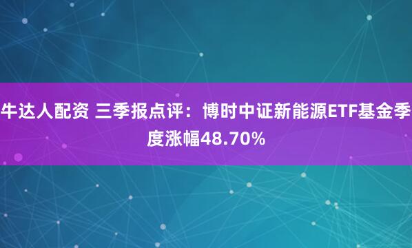 牛达人配资 三季报点评：博时中证新能源ETF基金季度涨幅48.70%